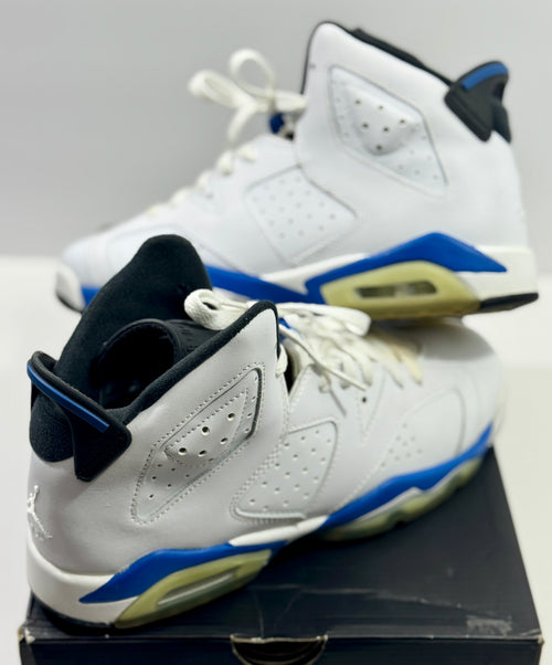 USED SIZE 6.5 YOUTH - AIR JORDAN 6 RETRO BG "SPORT BLUE" 2014