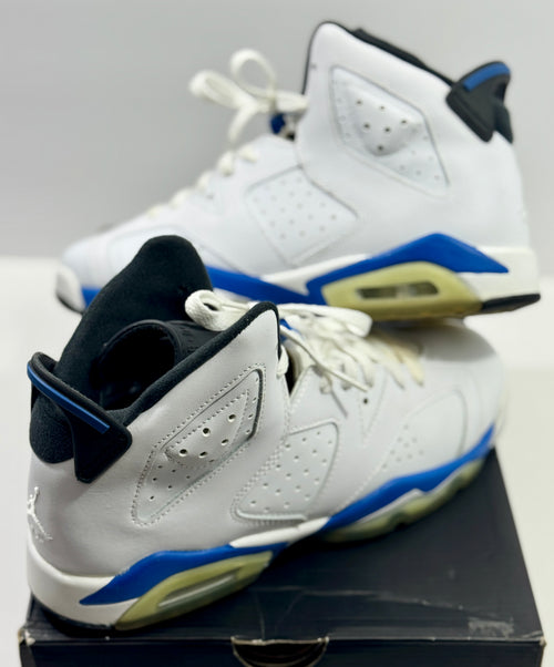 USED SIZE 6.5 YOUTH - AIR JORDAN 6 RETRO "SPORT BLUE" 2014