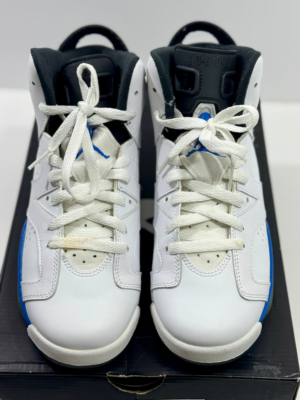 USED SIZE 6.5 YOUTH - AIR JORDAN 6 RETRO BG "SPORT BLUE" 2014