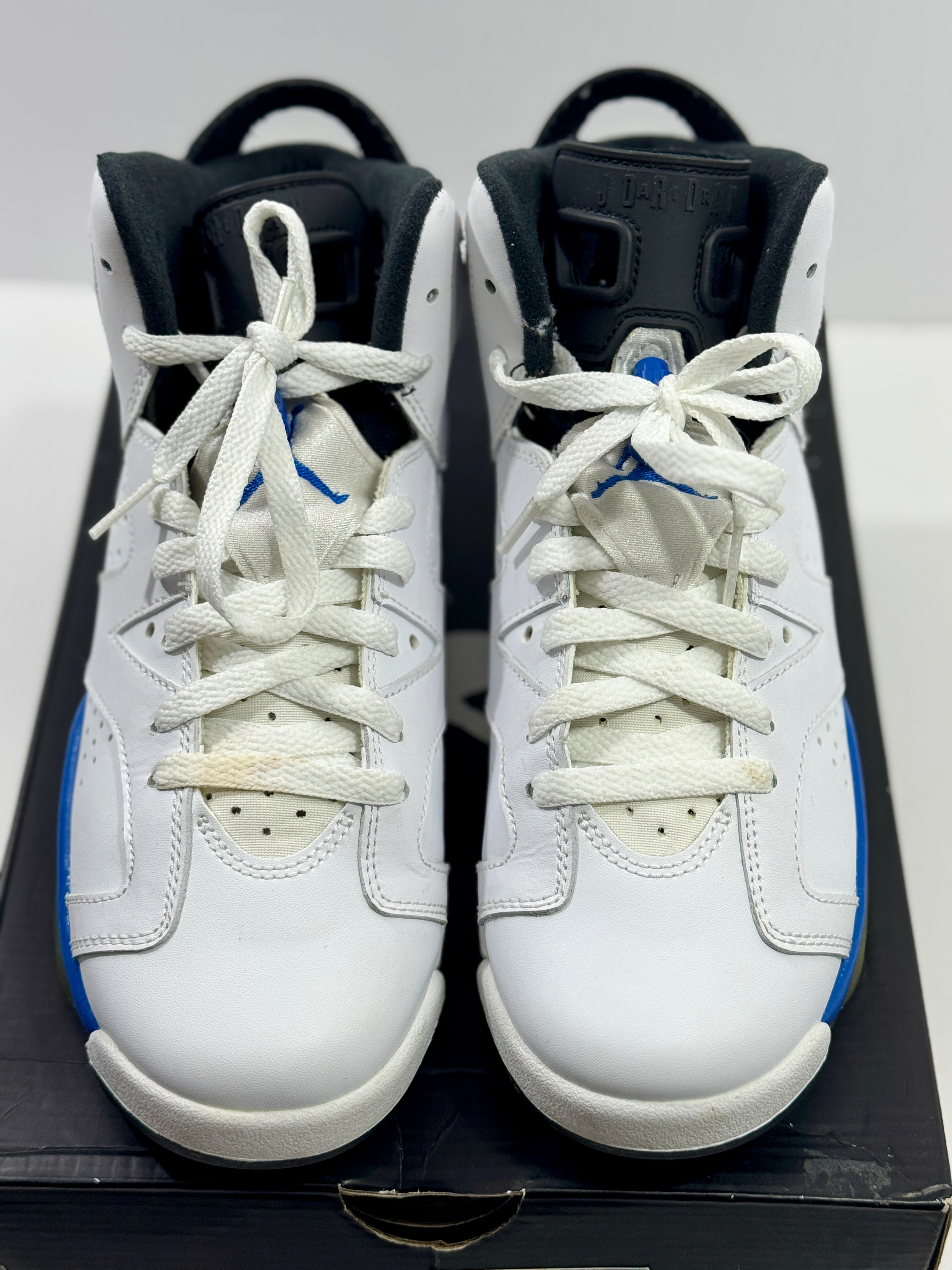 USED SIZE 6.5 YOUTH - AIR JORDAN 6 RETRO BG "SPORT BLUE" 2014