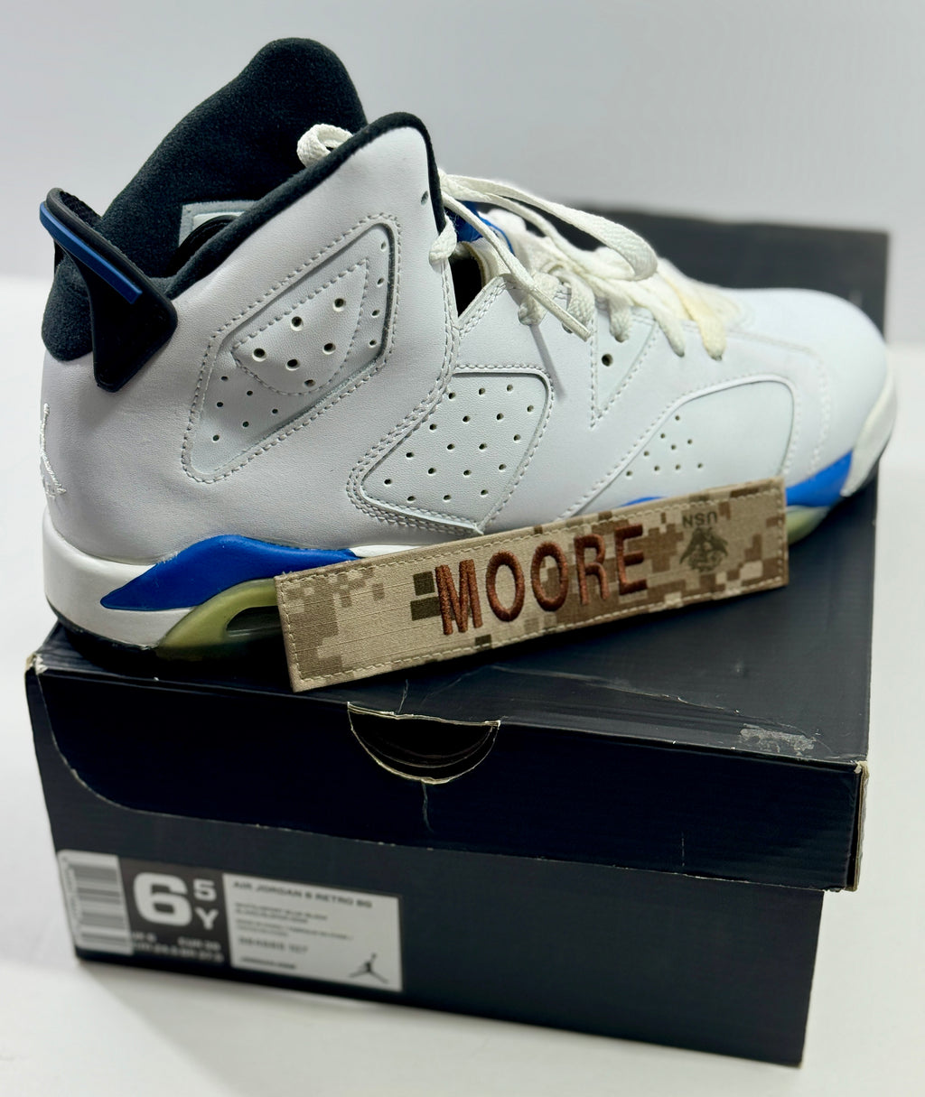 USED SIZE 6.5 YOUTH - AIR JORDAN 6 RETRO BG "SPORT BLUE" 2014