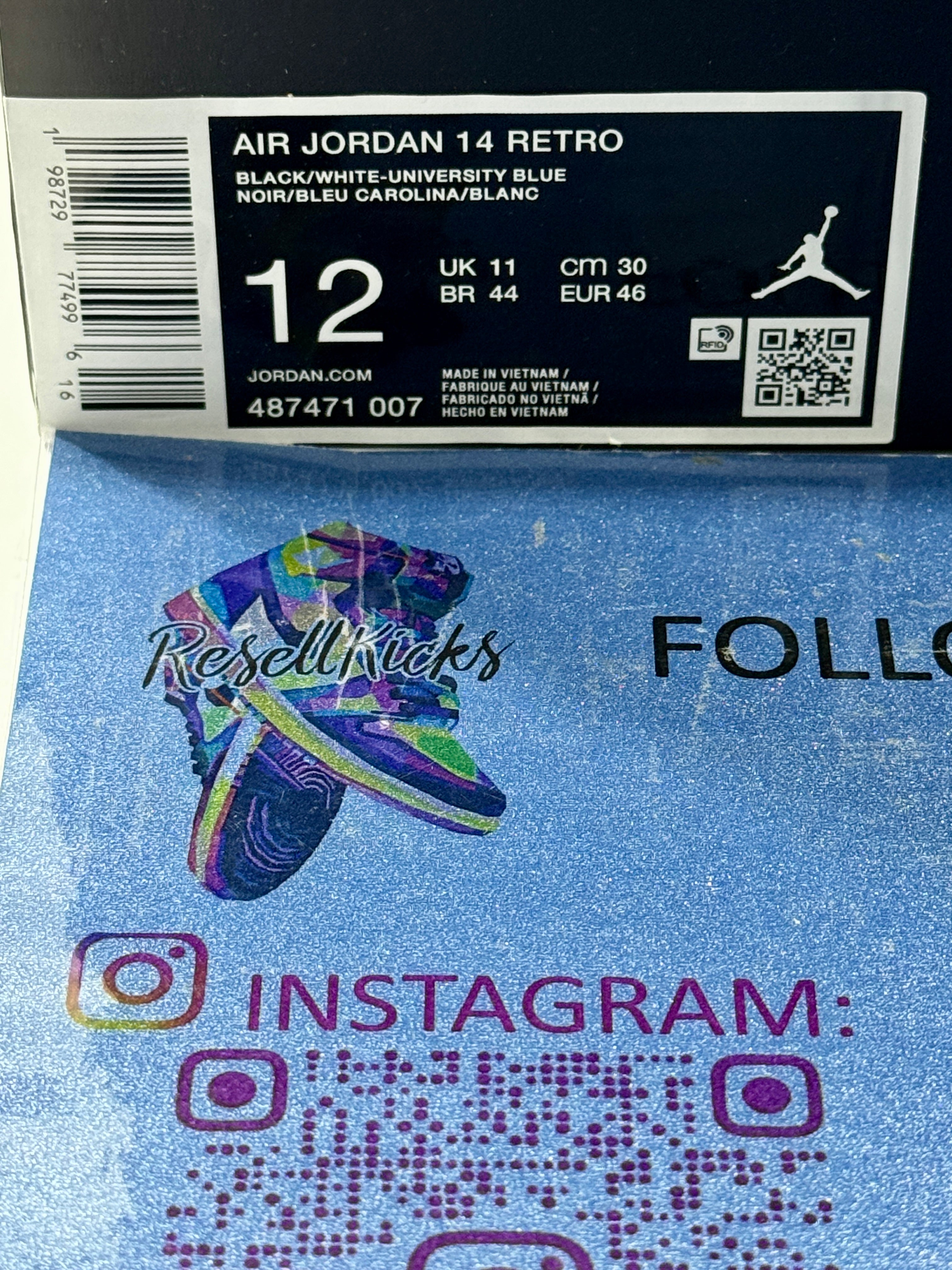 NEW SIZE 12 MENS - AIR JORDAN 14 RETRO "BLACK UNIVERSITY BLUE" 2026