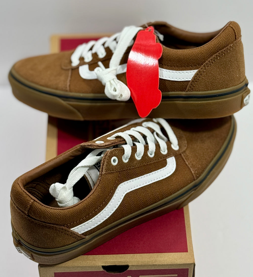 NEW SIZE 5 YOUTH - VANS WARD "HERRINGBONE DACHSHUND GUM" 2022