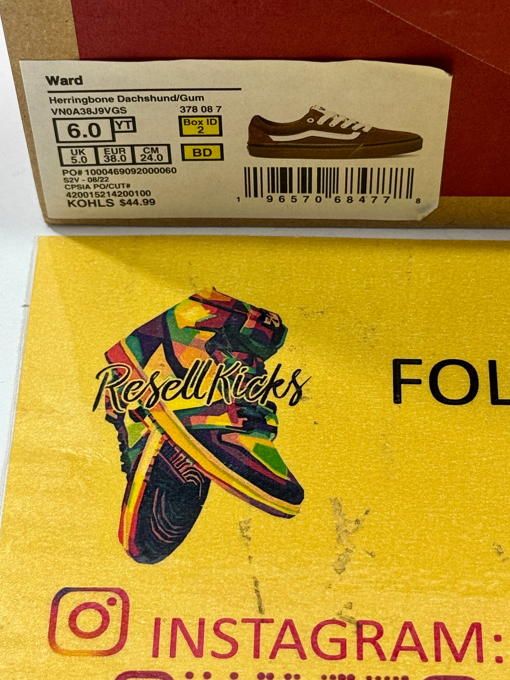 NEW SIZE 5 YOUTH - VANS WARD "HERRINGBONE DACHSHUND GUM" 2022