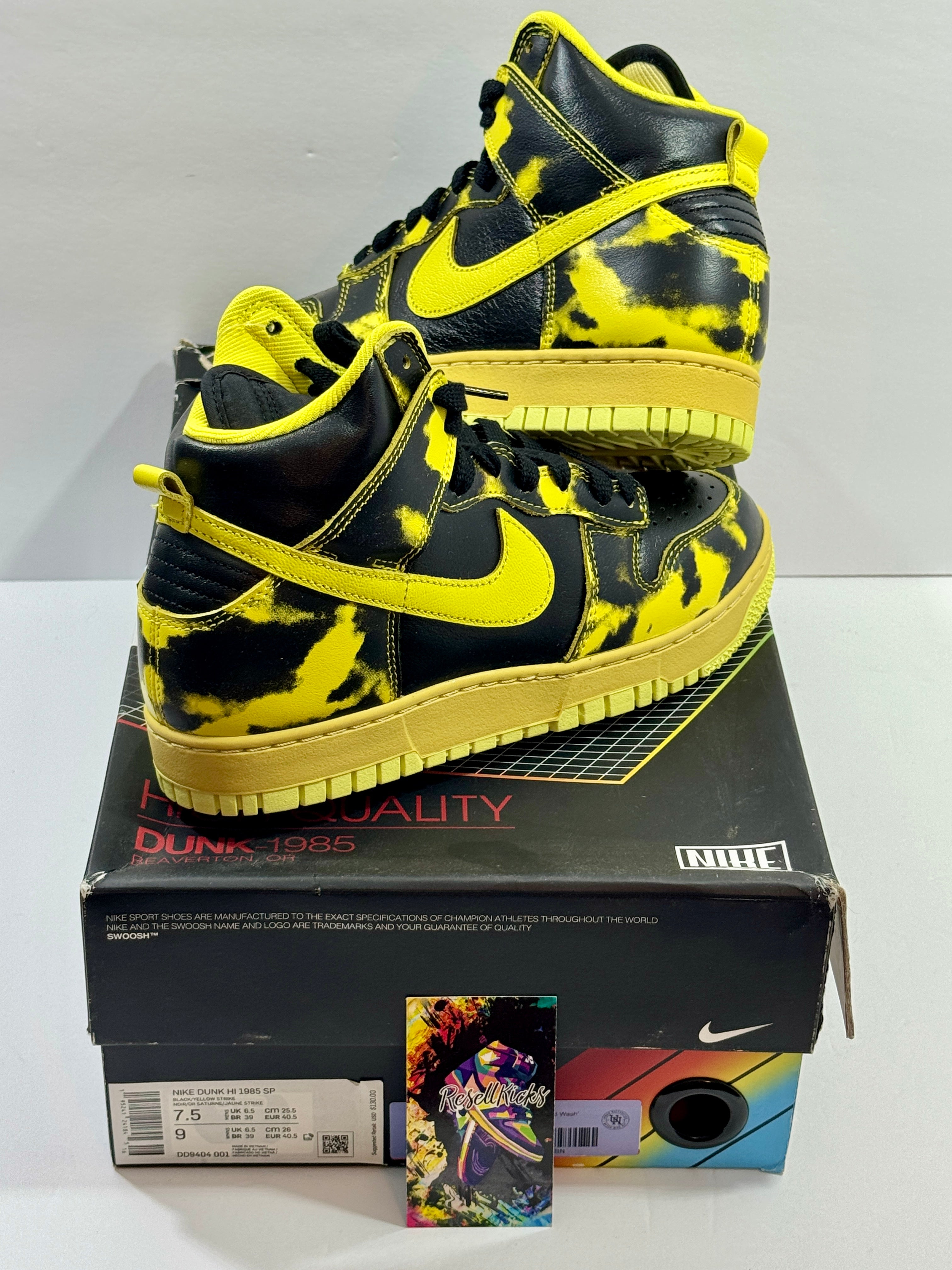 NEW SIZE 7.5 MENS - NIKE DUNK HIGH 1985 SP "YELLOW ACID WASH" 2022