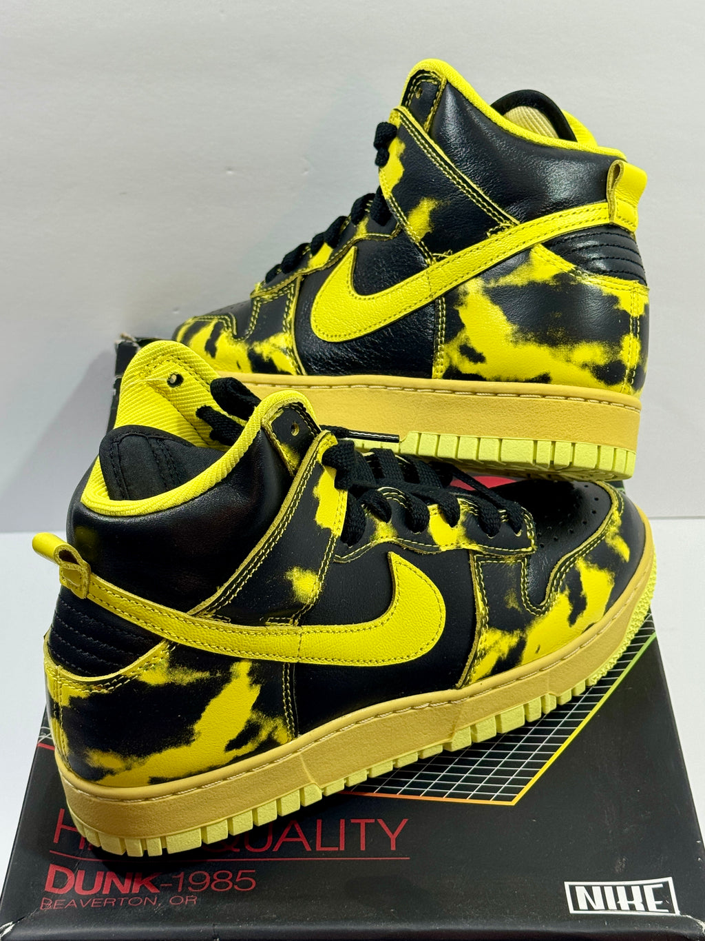 NEW SIZE 7.5 MENS - NIKE DUNK HIGH 1985 SP "YELLOW ACID WASH" 2022
