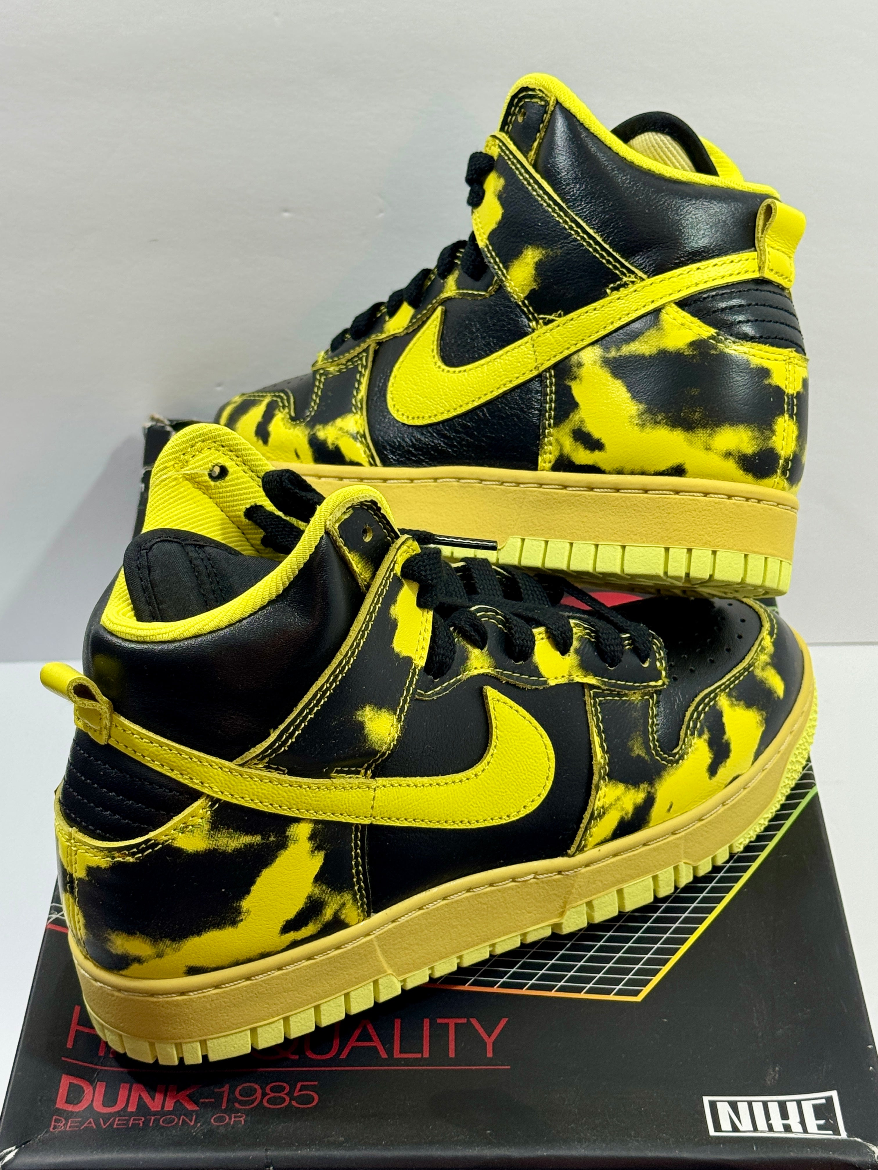 NEW SIZE 7.5 MENS - NIKE DUNK HIGH 1985 SP "YELLOW ACID WASH" 2022