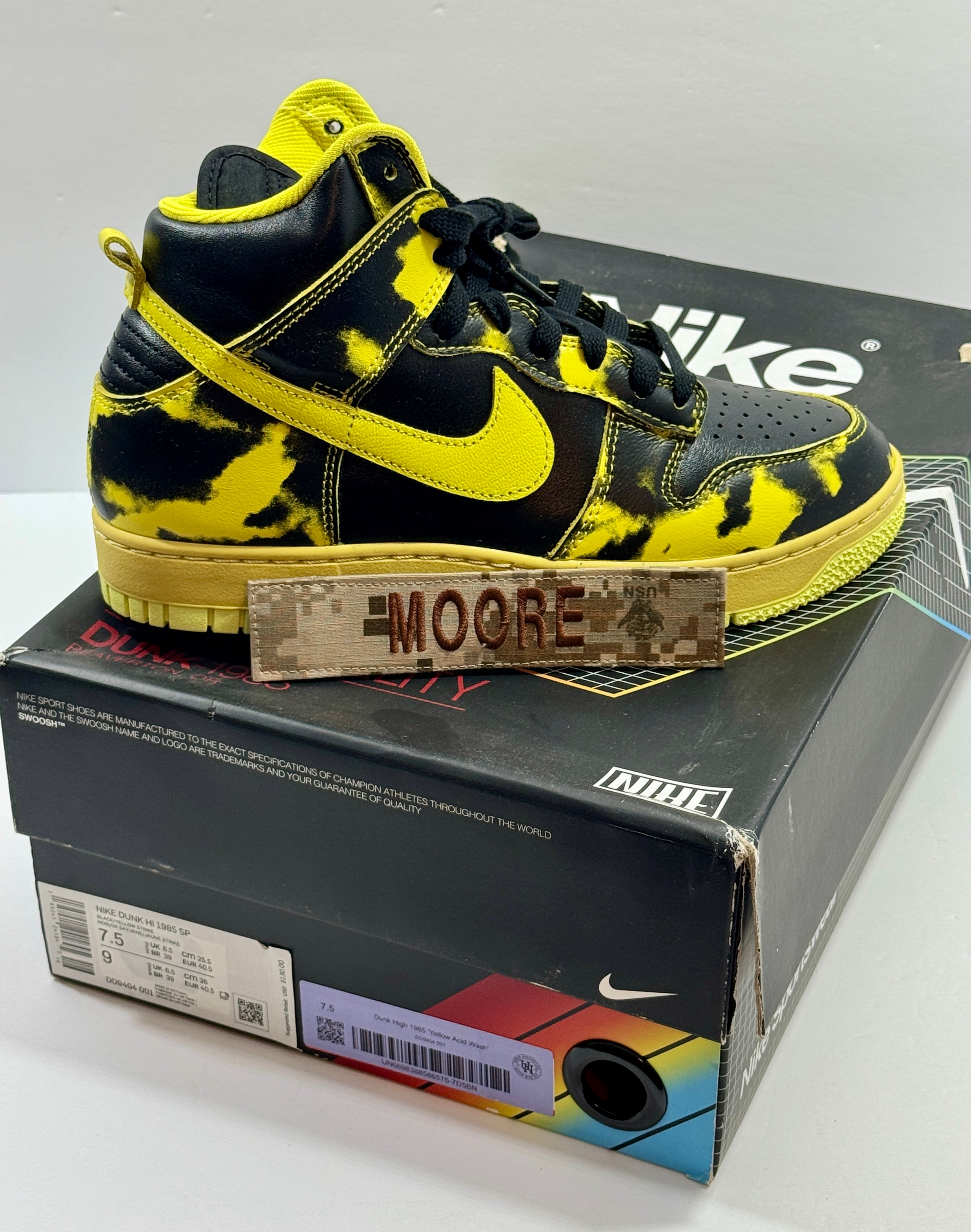 NEW SIZE 7.5 MENS - NIKE DUNK HIGH 1985 SP "YELLOW ACID WASH" 2022