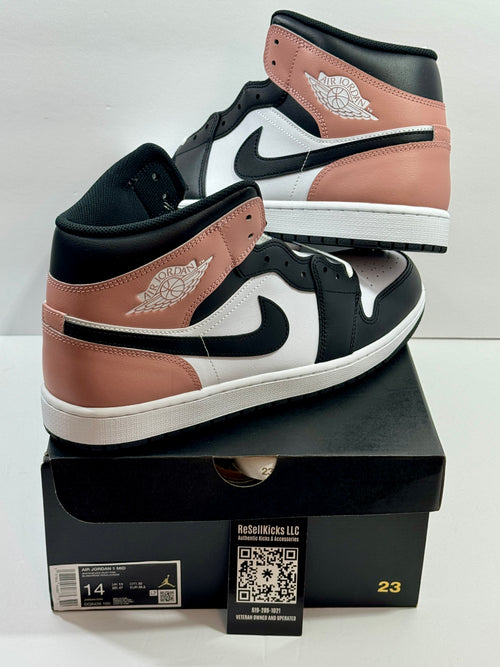 NEW SIZE 14 MENS - AIR JORDAN 1 MID "WHITE RUST PINK BLACK" 2025