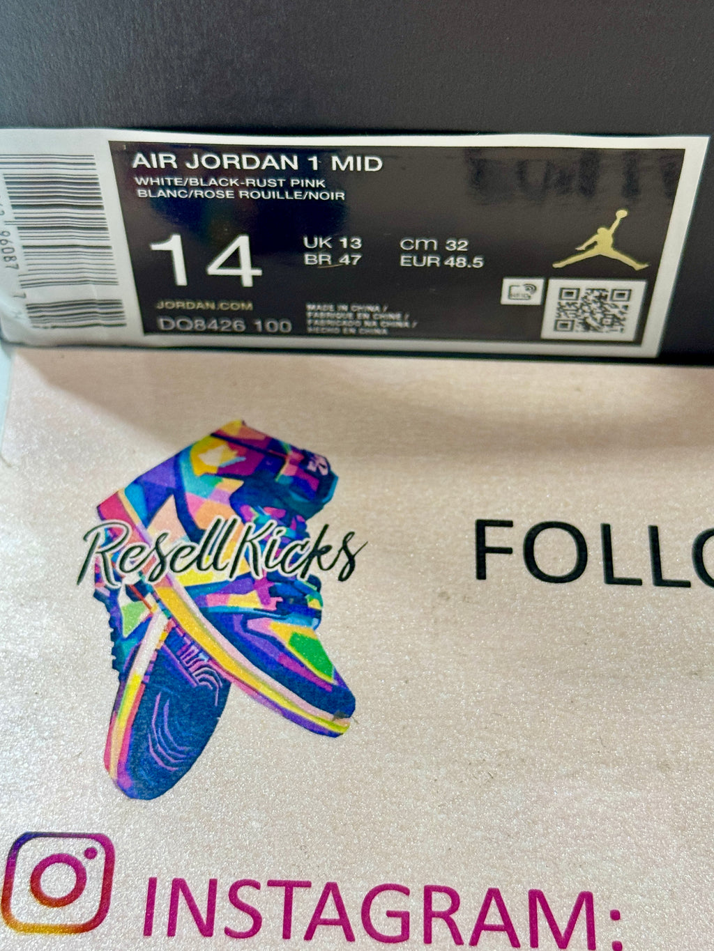 NEW SIZE 14 MENS - AIR JORDAN 1 MID "WHITE RUST PINK BLACK" 2025