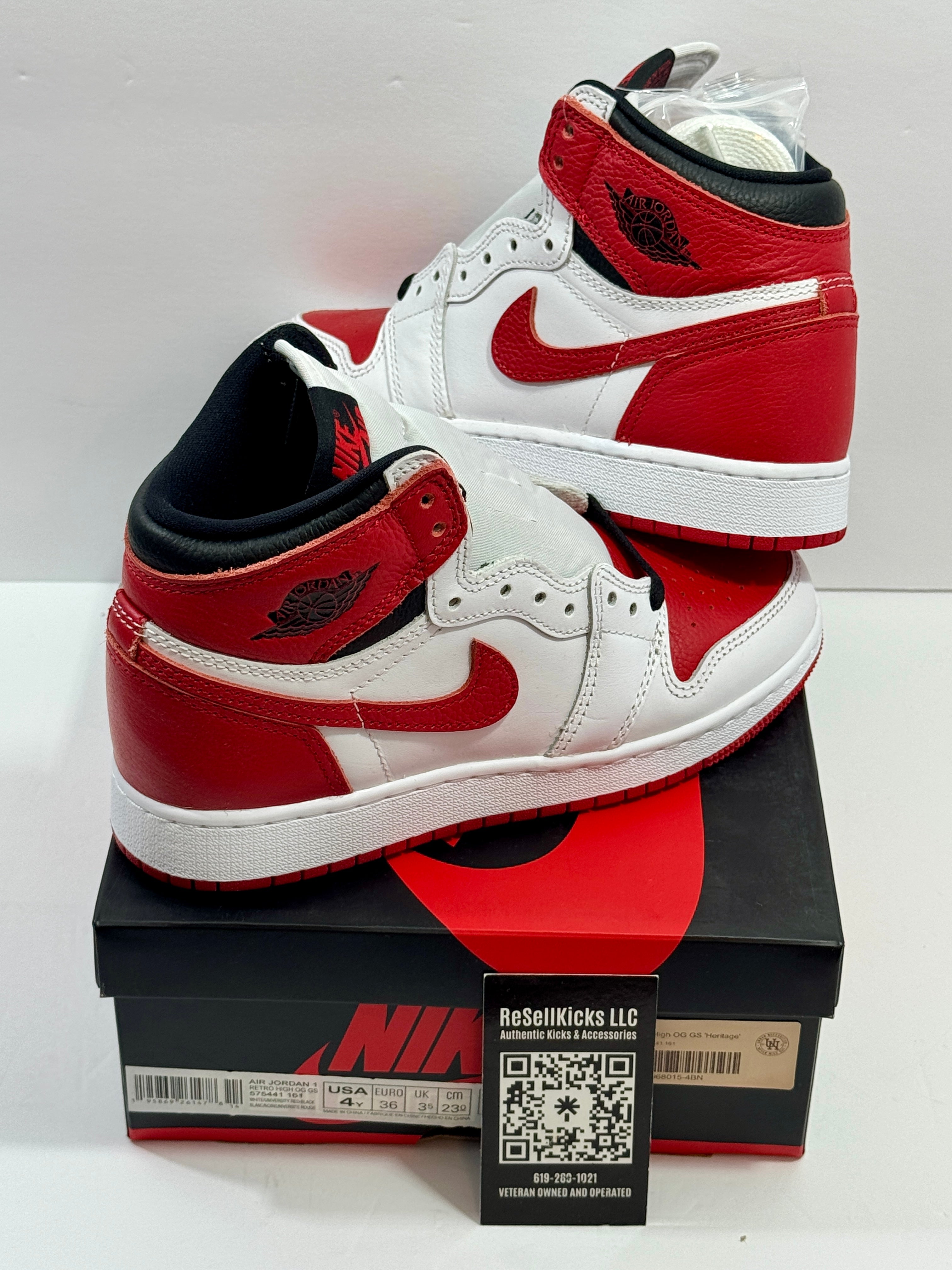 NEW SIZE 4.5 YOUTH - AIR JORDAN 1 RETRO HIGH OG "HERITAGE" 2022