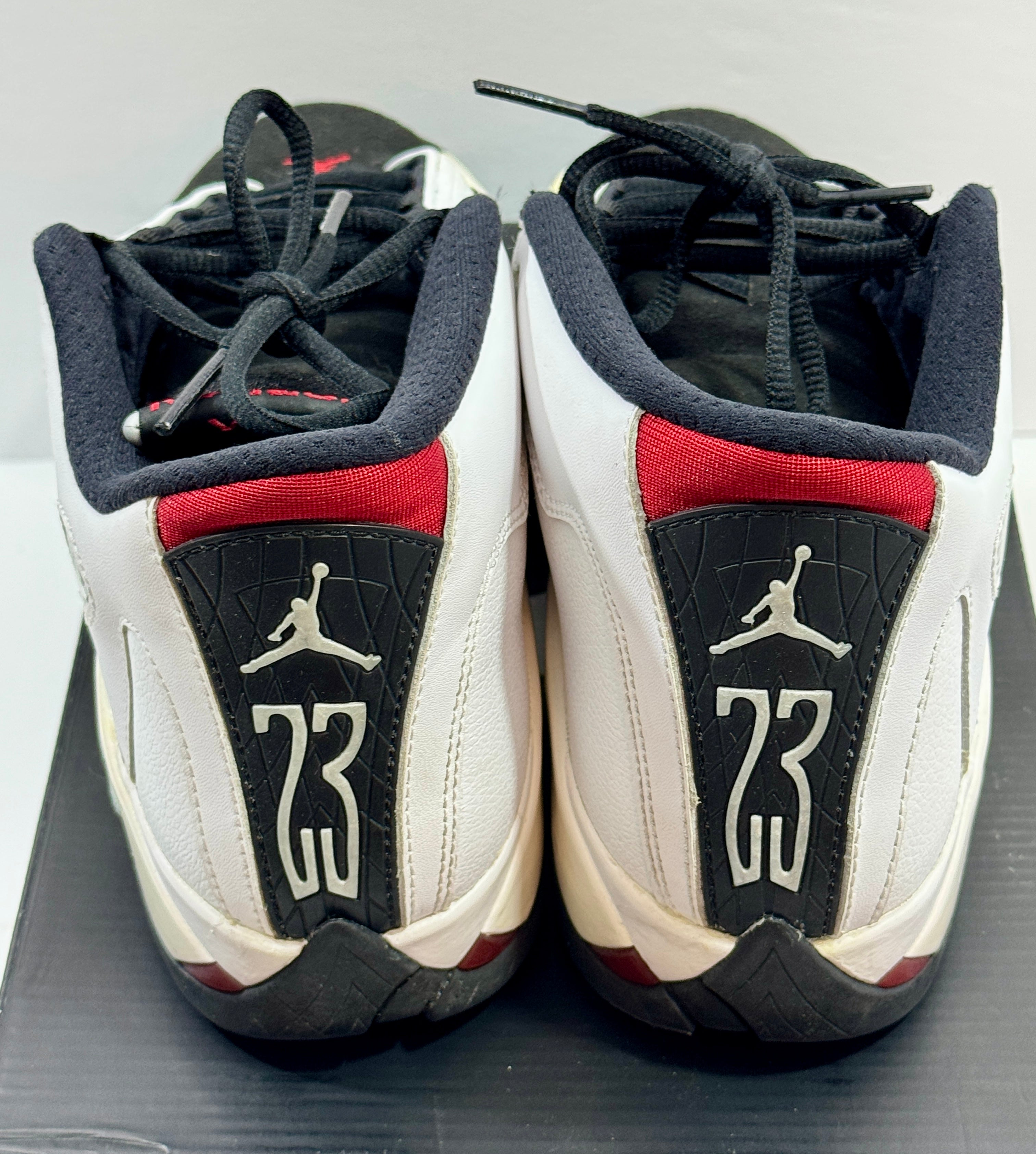 USED SIZE 6.5 YOUTH - AIR JORDAN 14 RETRO GS "BLACK TOE" 2014