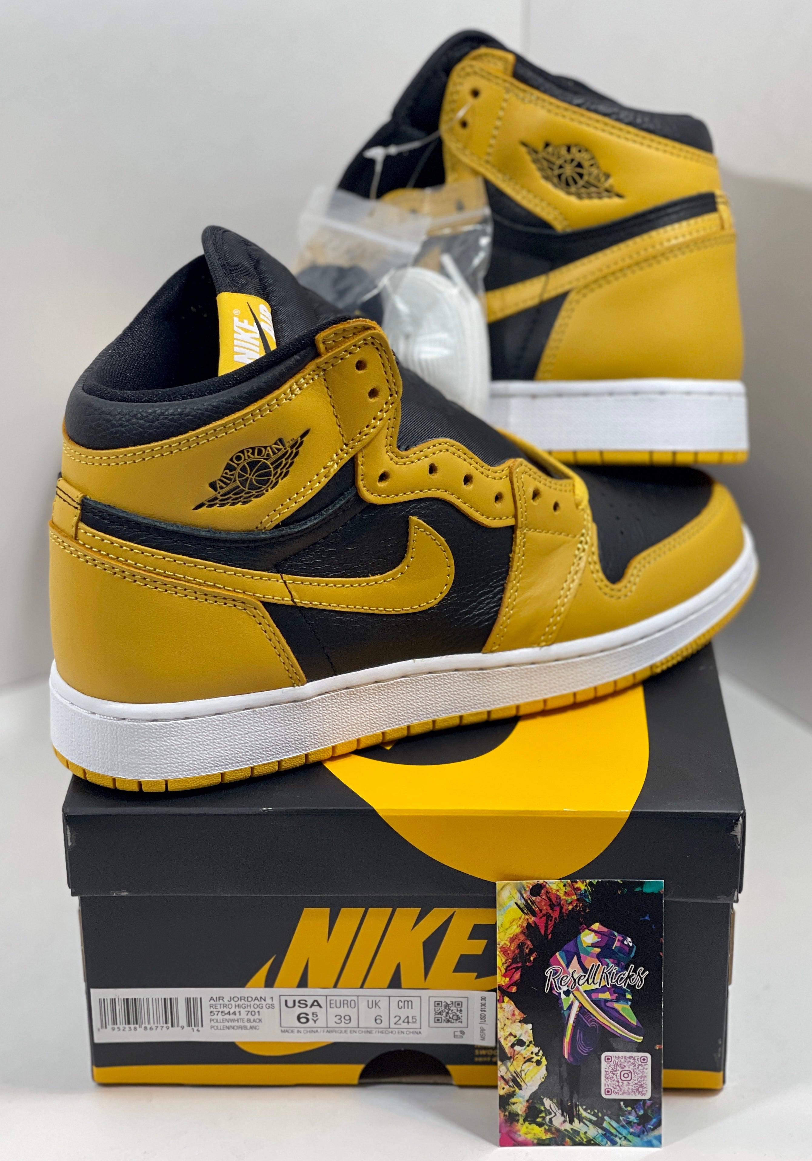 NEW SIZE 6.5 YOUTH - AIR JORDAN 1 RETRO HIGH OG "POLLEN" 2021 (GS)