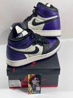 USED SIZE 6.5 YOUTH - AIR JORDAN 1 RETRO HIGH OG "COURT PURPLE" 2018