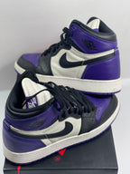 USED SIZE 6.5 YOUTH - AIR JORDAN 1 RETRO HIGH OG "COURT PURPLE" 2018