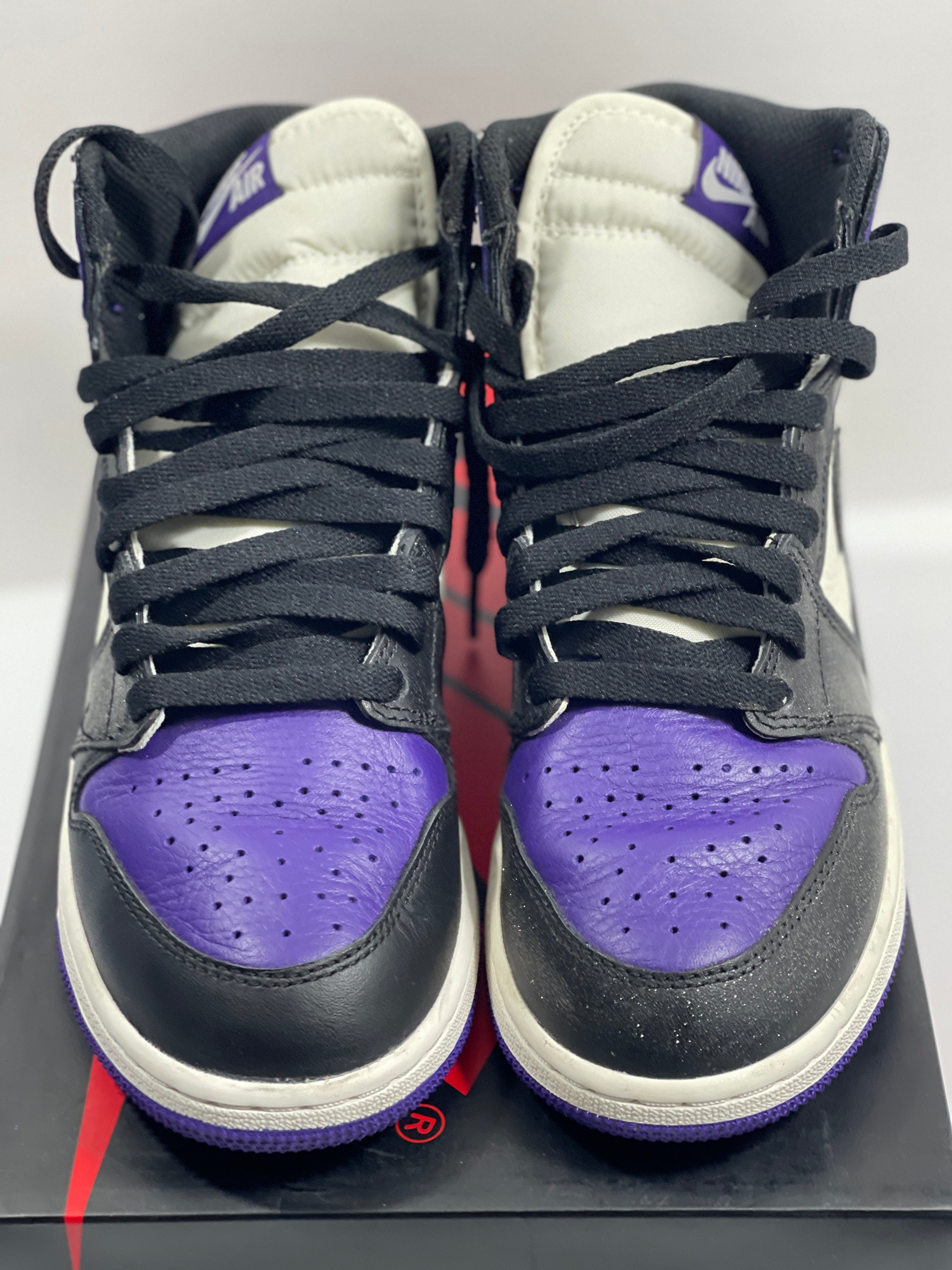 USED SIZE 6.5 YOUTH - AIR JORDAN 1 RETRO HIGH OG "COURT PURPLE" 2018