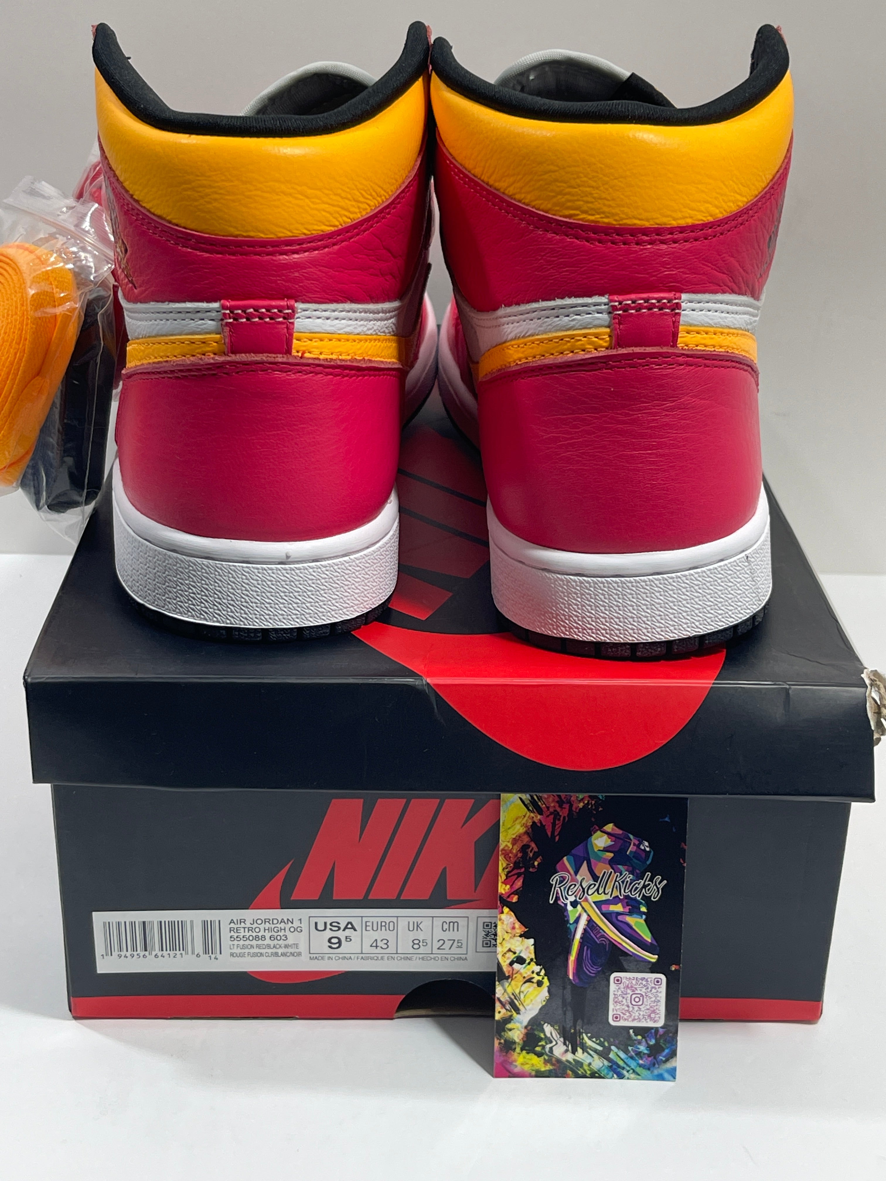 NEW SIZE 9.5 MENS - AIR JORDAN 1 RETRO HIGH OG "LIGHT FUSION RED" 2021