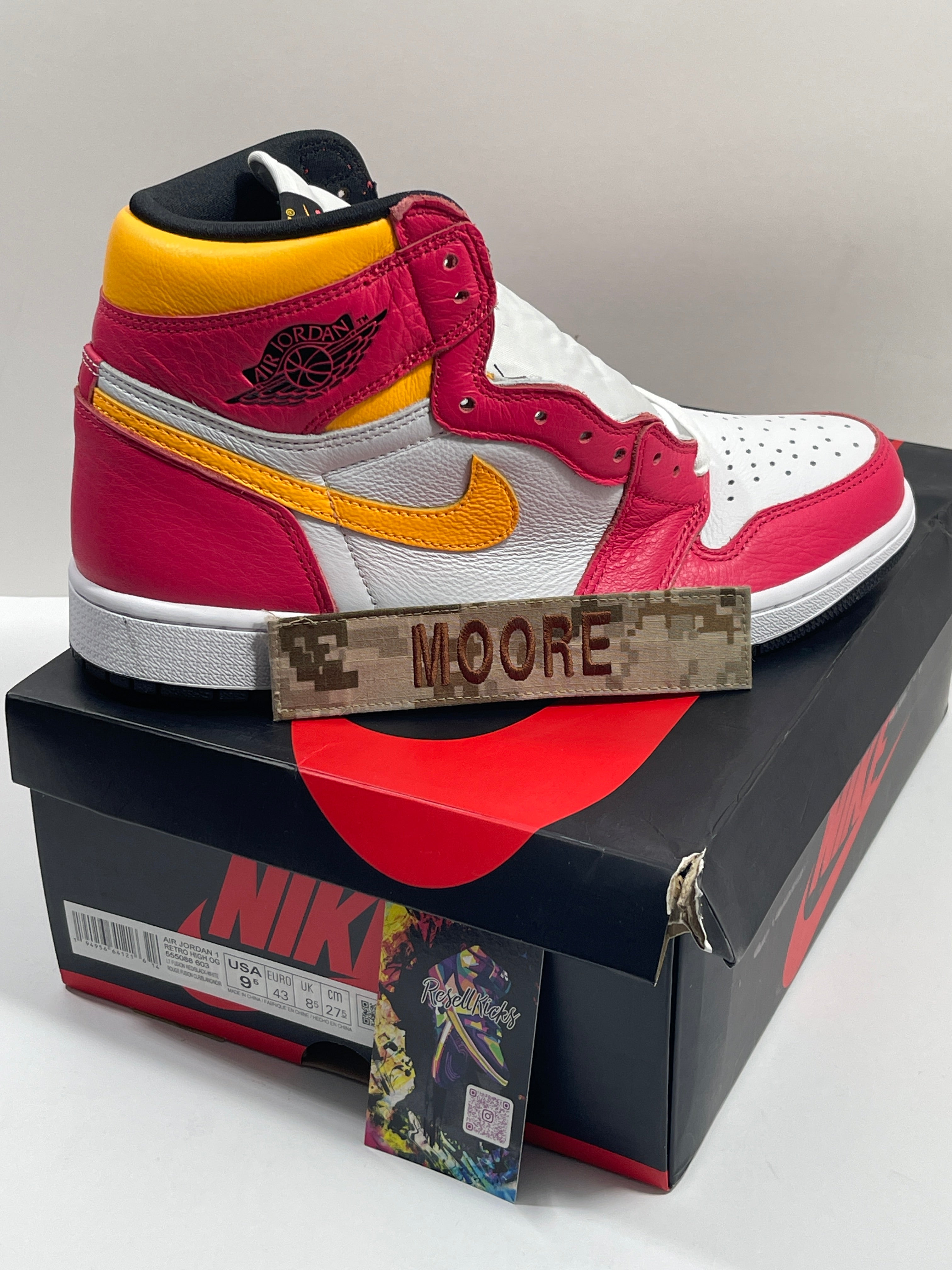 NEW SIZE 9.5 MENS - AIR JORDAN 1 RETRO HIGH OG "LIGHT FUSION RED" 2021