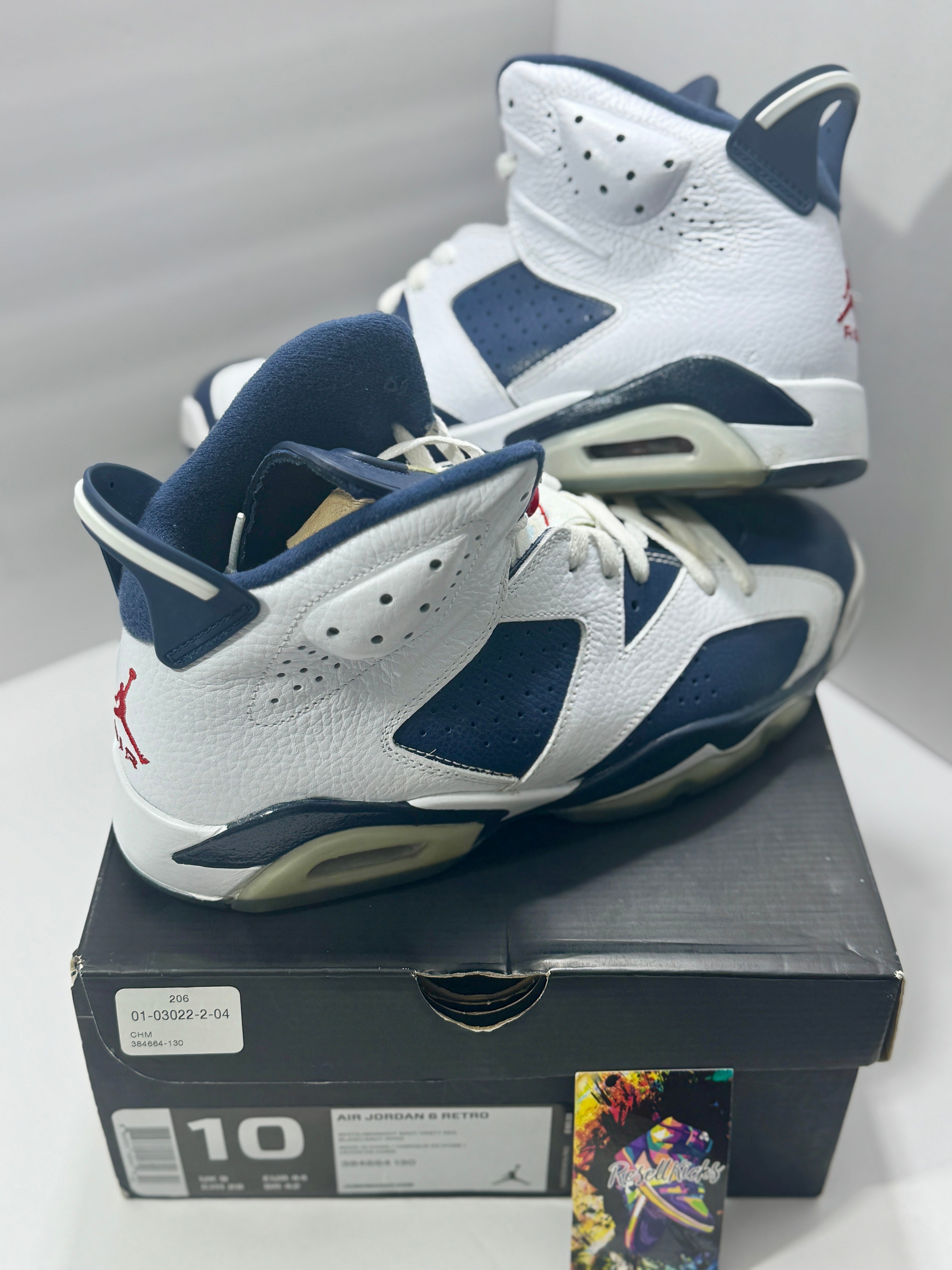 USED SIZE 10 MENS - AIR JORDAN 6 RETRO "OLYMPIC LONDON" 2012