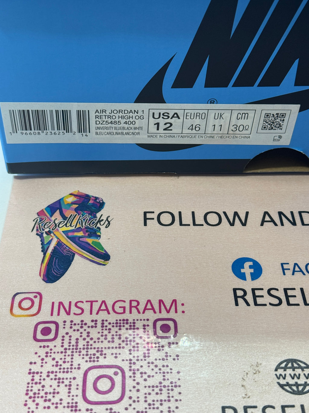NEW SIZE 12 MENS - AIR JORDAN 1 RETRO HIGH OG "UNC TOE" 2023