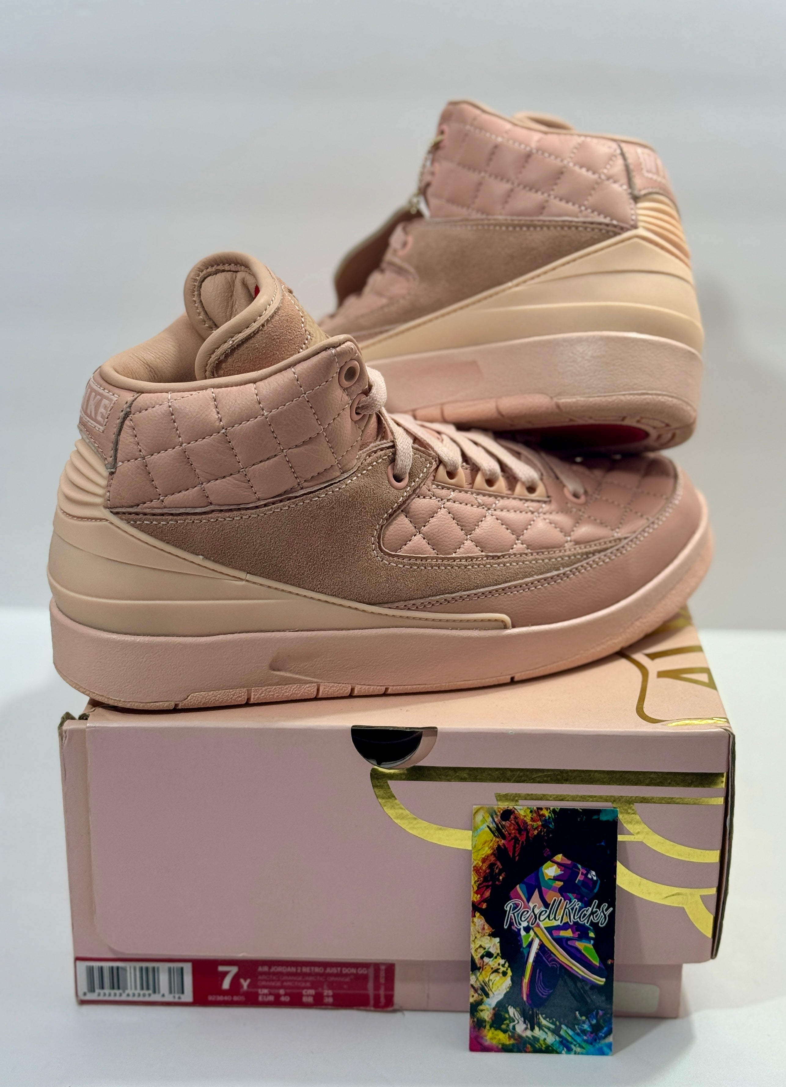 USED SIZE 7 YOUTH - AIR JORDAN 2 RETRO "JUST DON ARTIC ORANGE" 2017