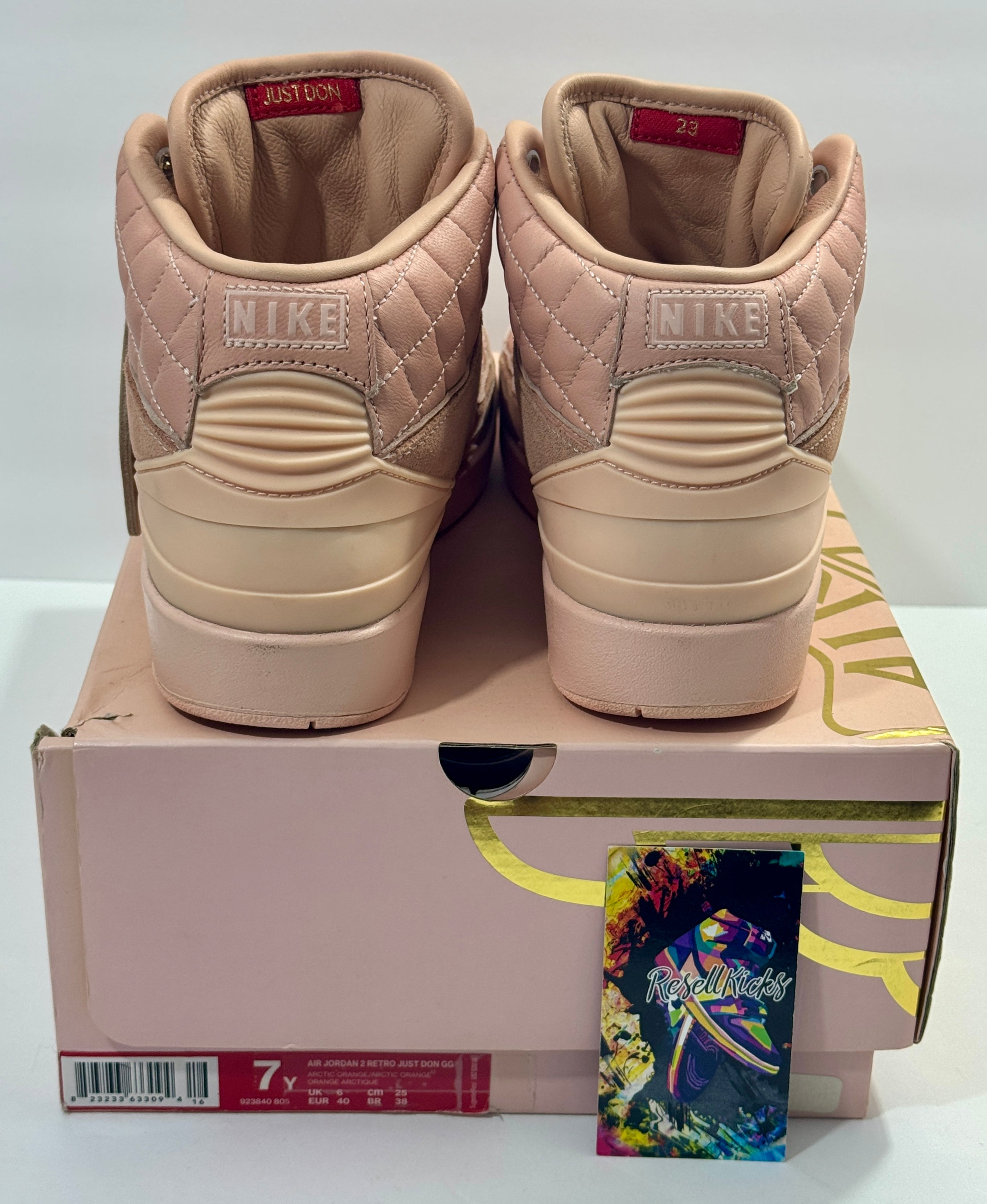 USED SIZE 7 YOUTH - AIR JORDAN 2 RETRO "JUST DON ARTIC ORANGE" 2017