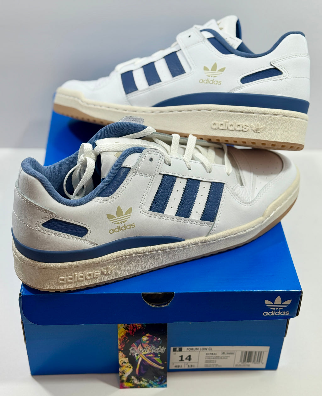 NEW SIZE 14 MENS - ADIDAS FORUM LOW CL "WHITE CREW BLUE GUM" 2024