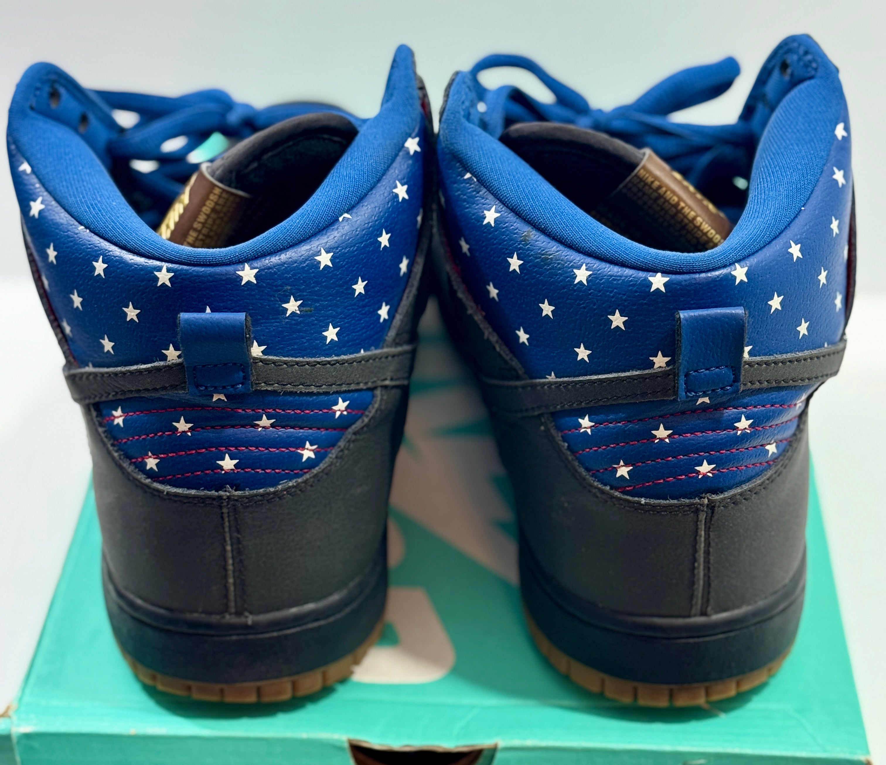 USED SIZE 10 MENS - NIKE DUNK HIGH PREMIUM SB HIGH "CAPTAIN AMERICA" 2014