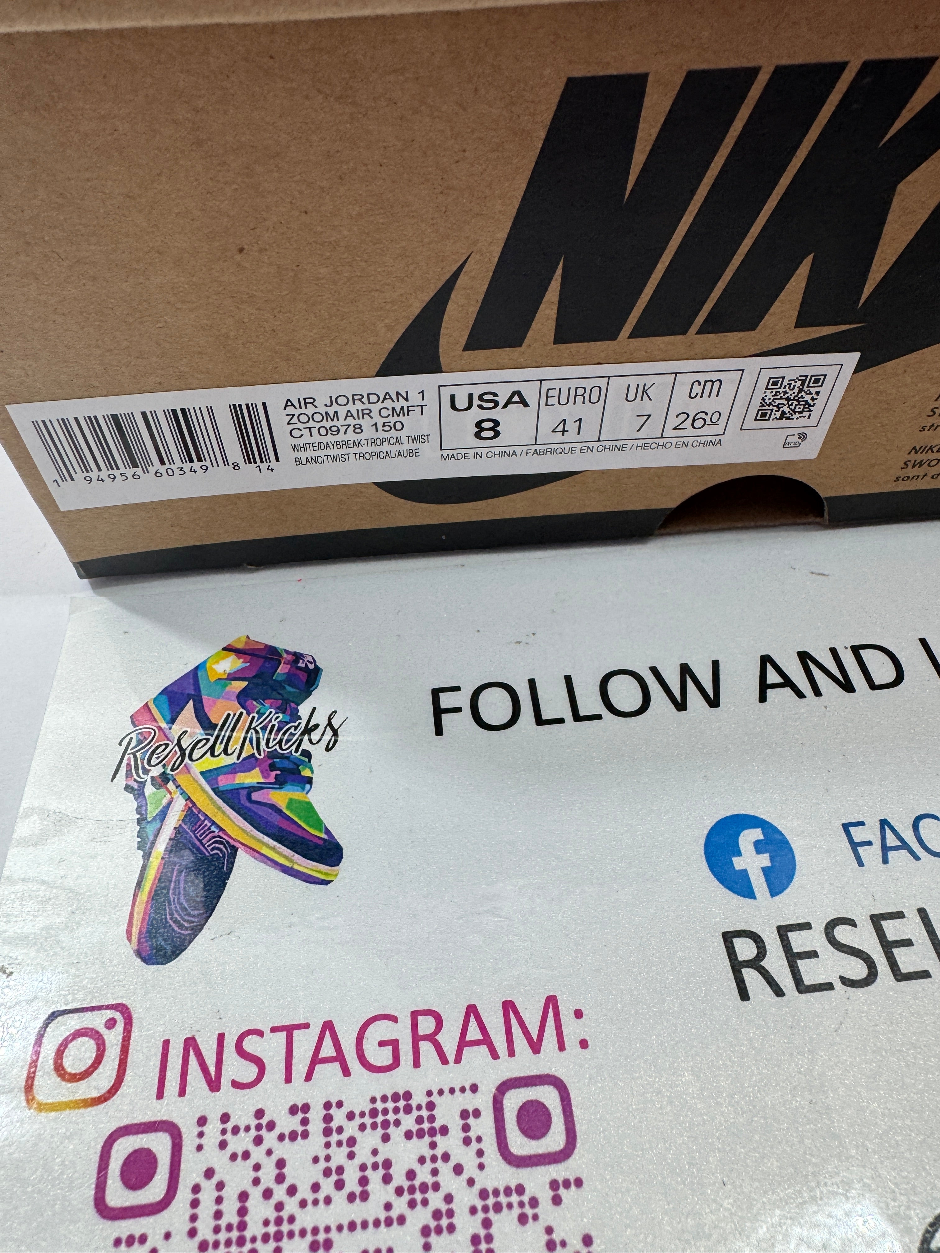 NEW SIZE 8 MENS - AIR JORDAN 1 ZOOM CMFT "TROPICAL TWIST" 2021